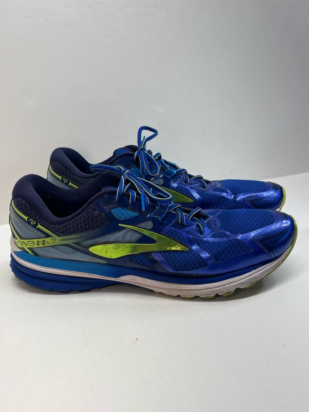 Brooks Blue Running Shoes with Neon Green Accents